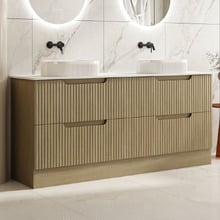 Lilinoe 1800mm Natural Oak Freestanding Double Vanity with Stone Countertop